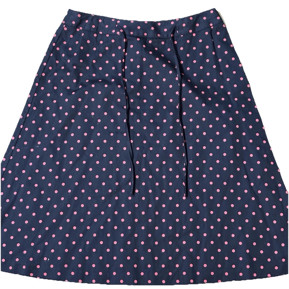 Talbots 100% Cotton Navy Pink Polka Dot A Line Skirt Sz 4P Soft Girl Preppy Twee